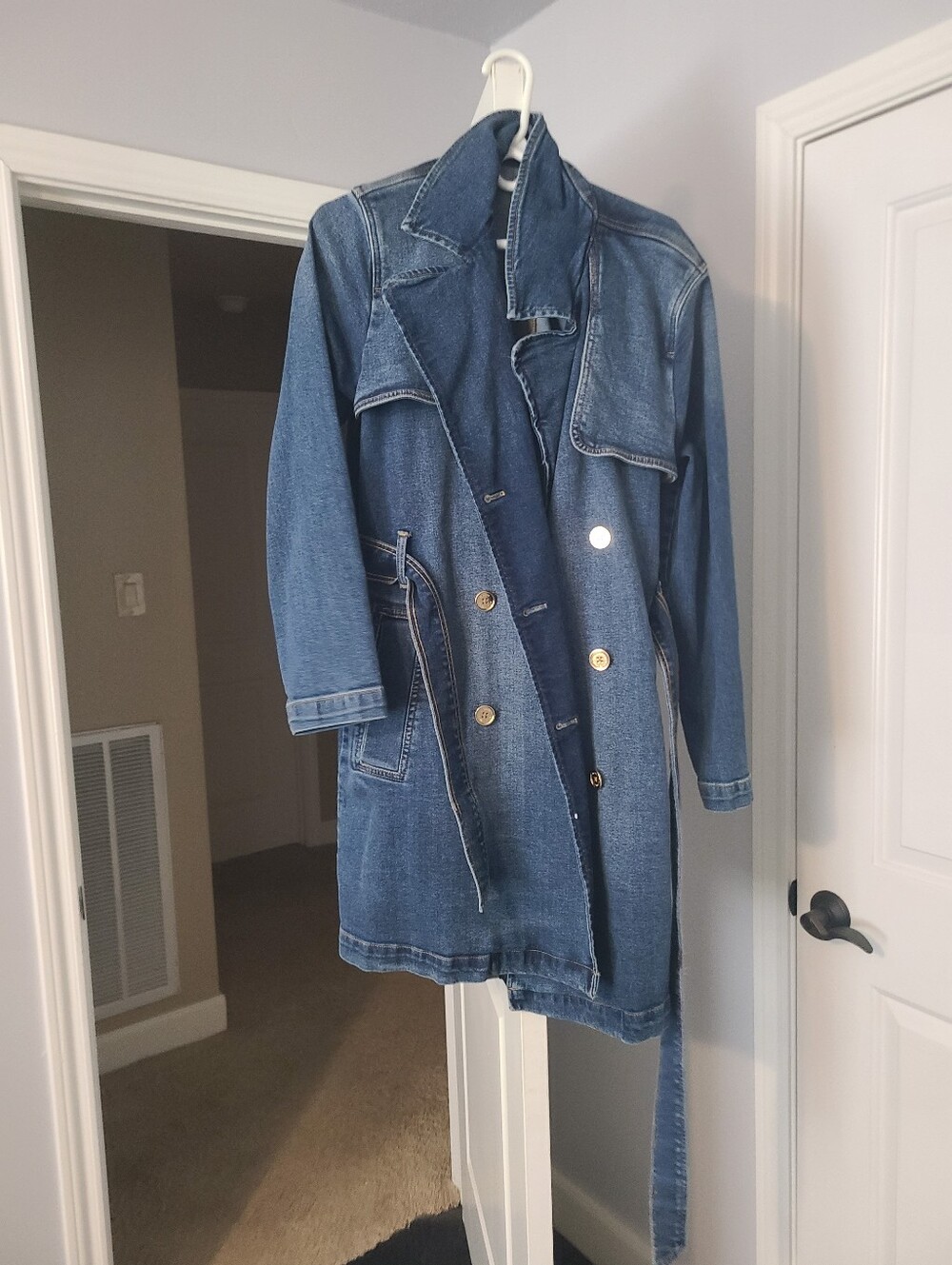 Michael Kors Blue Denim Trench Coat